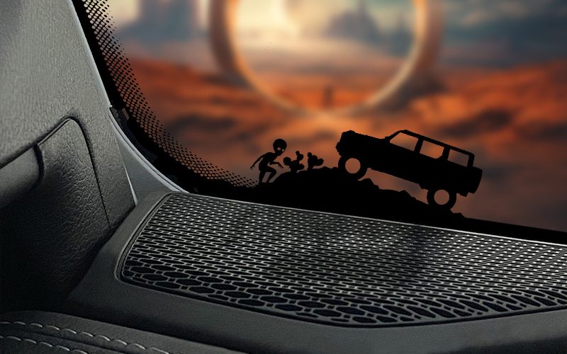 Peeking Alien Ford Bronco Windshield Vinyl Decal-1